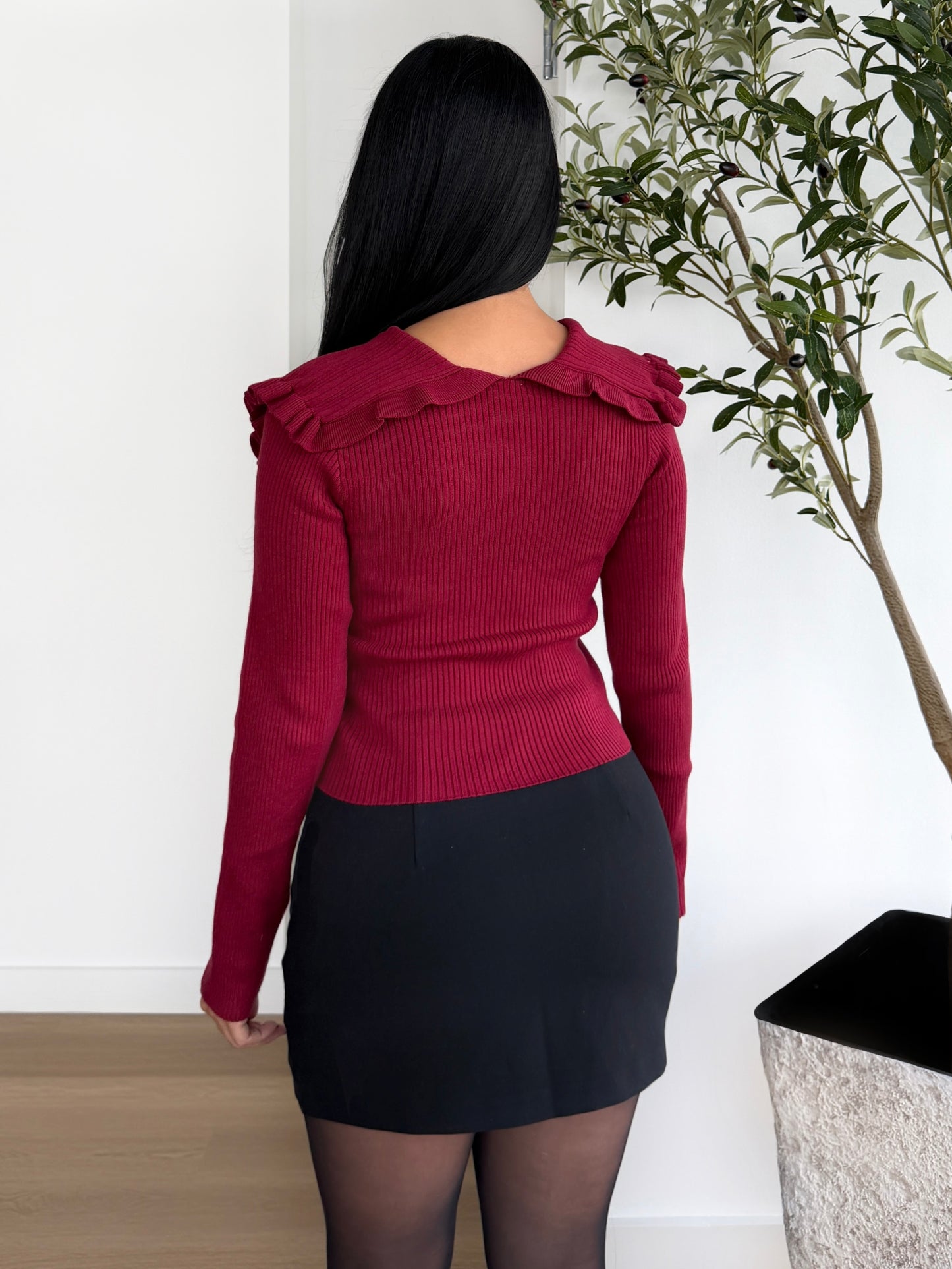 Velvet Tie Ruby Sweater