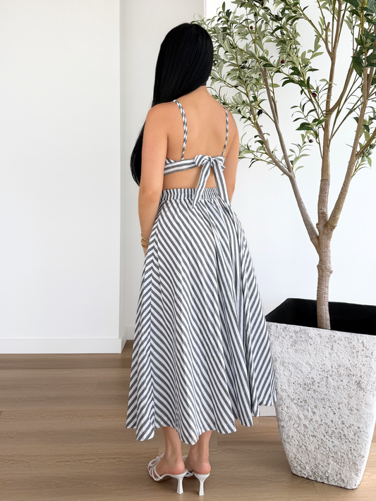 striped midi skirt set
