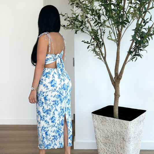 Floral Side Cut-Out Dress