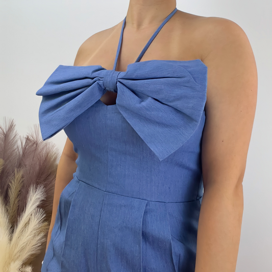 Denim Bow Romper