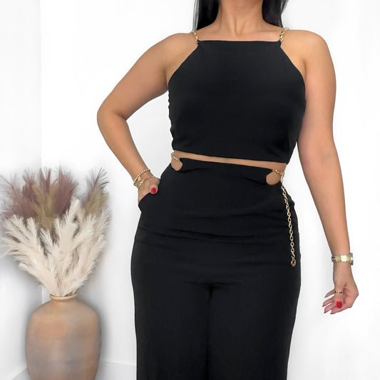 Gold Chain Black Matching Set