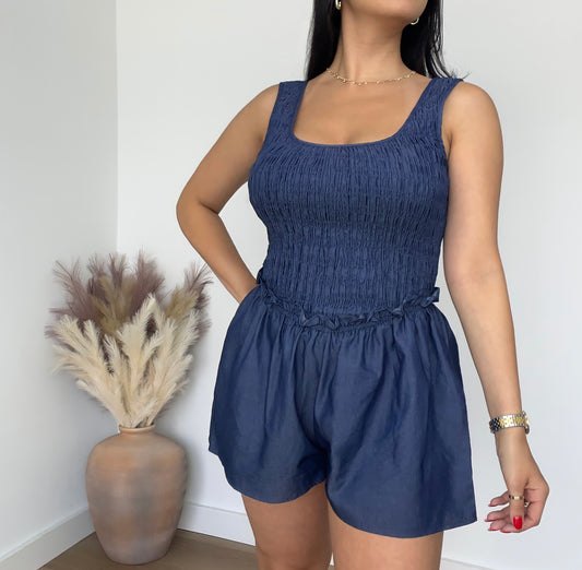 Stretchy Denim Romper