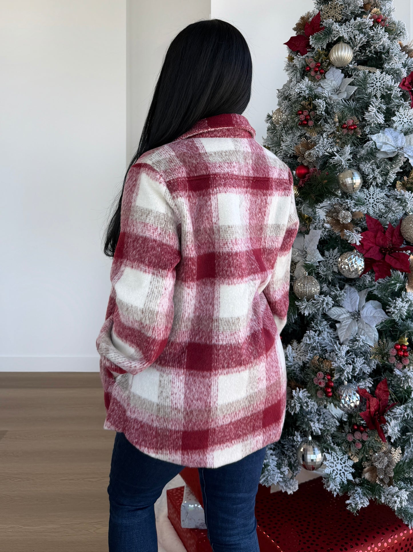 Wine Plaid Shacket