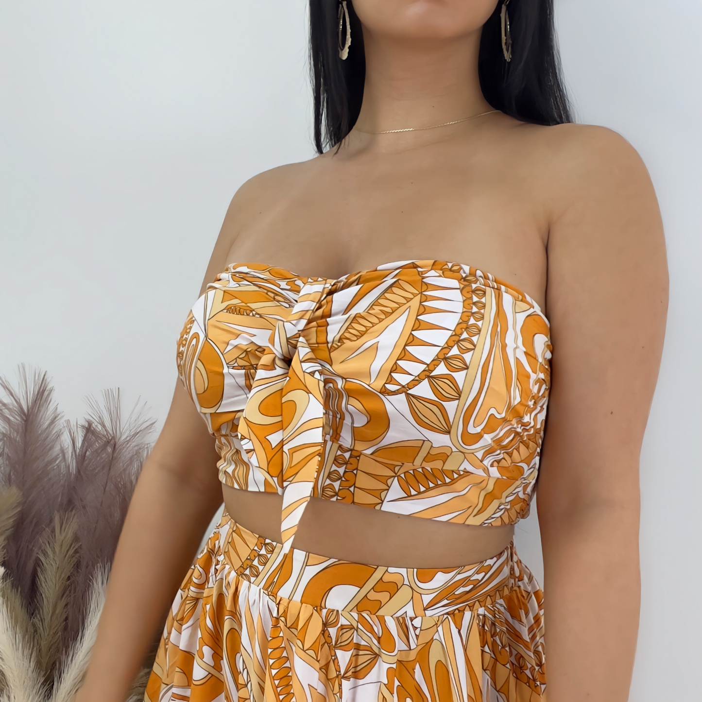 Tube Crop Top And Maxi Skirt Set