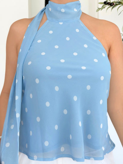 chiffon polka dot top