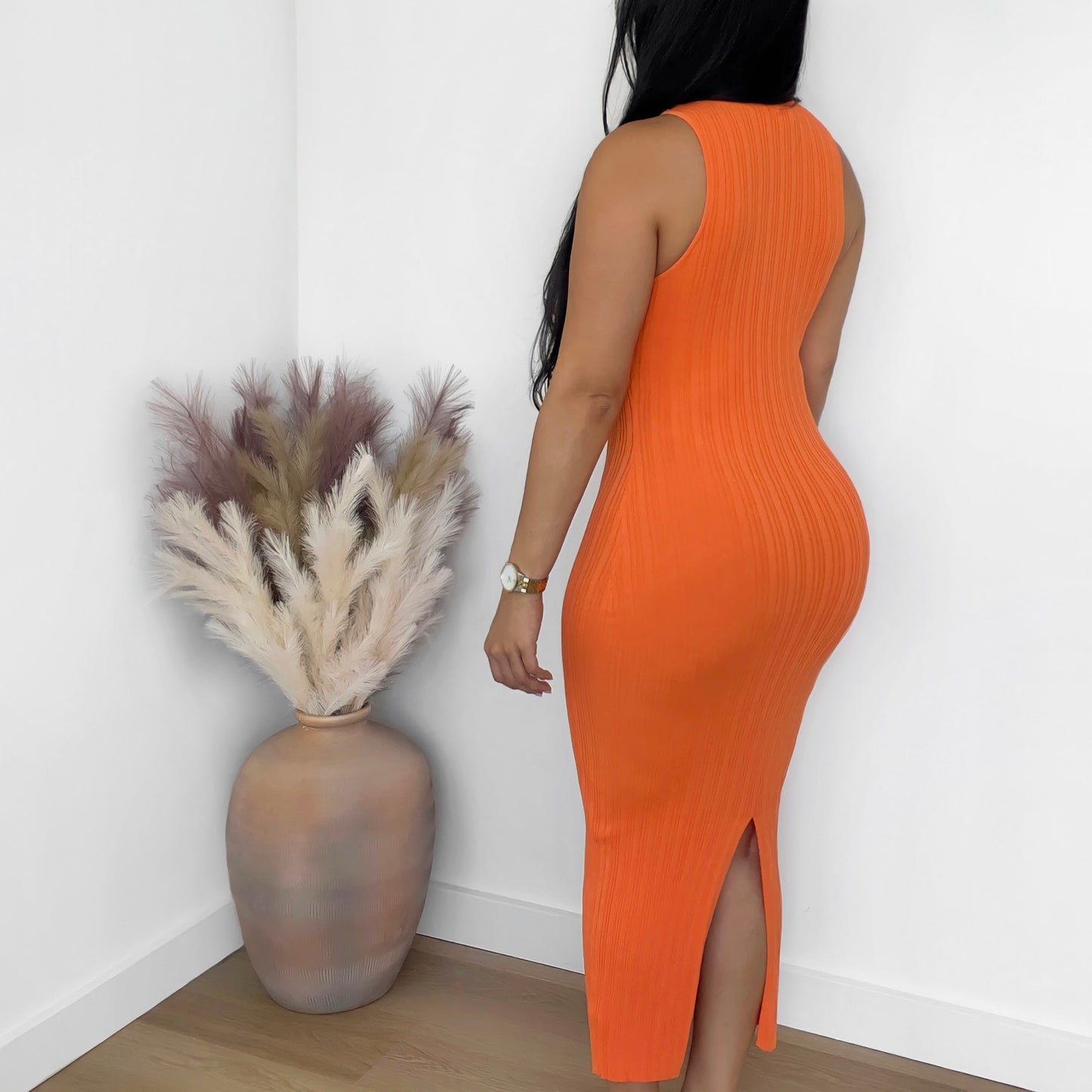 Midi Bodycon Dress with Slit