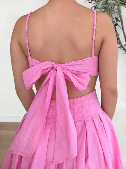 Back Bow Linen Dress