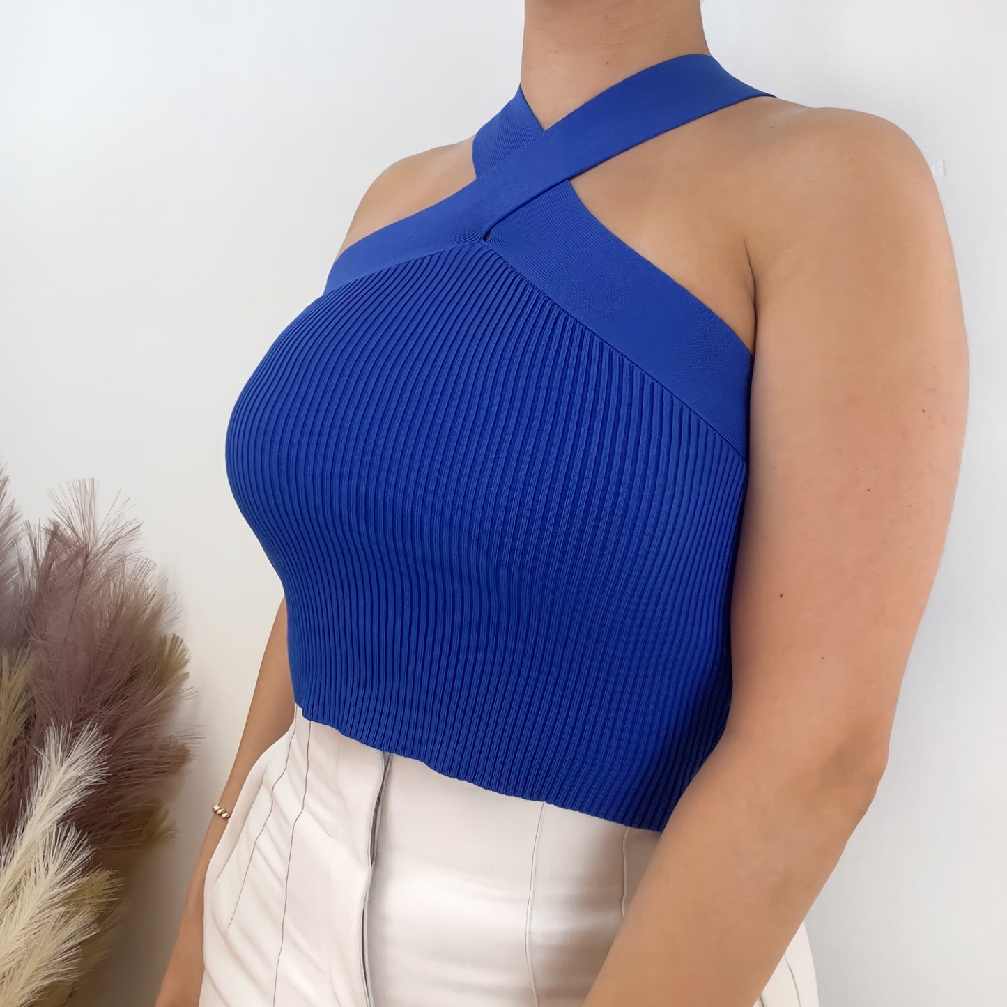 Cross Halter Neck Top