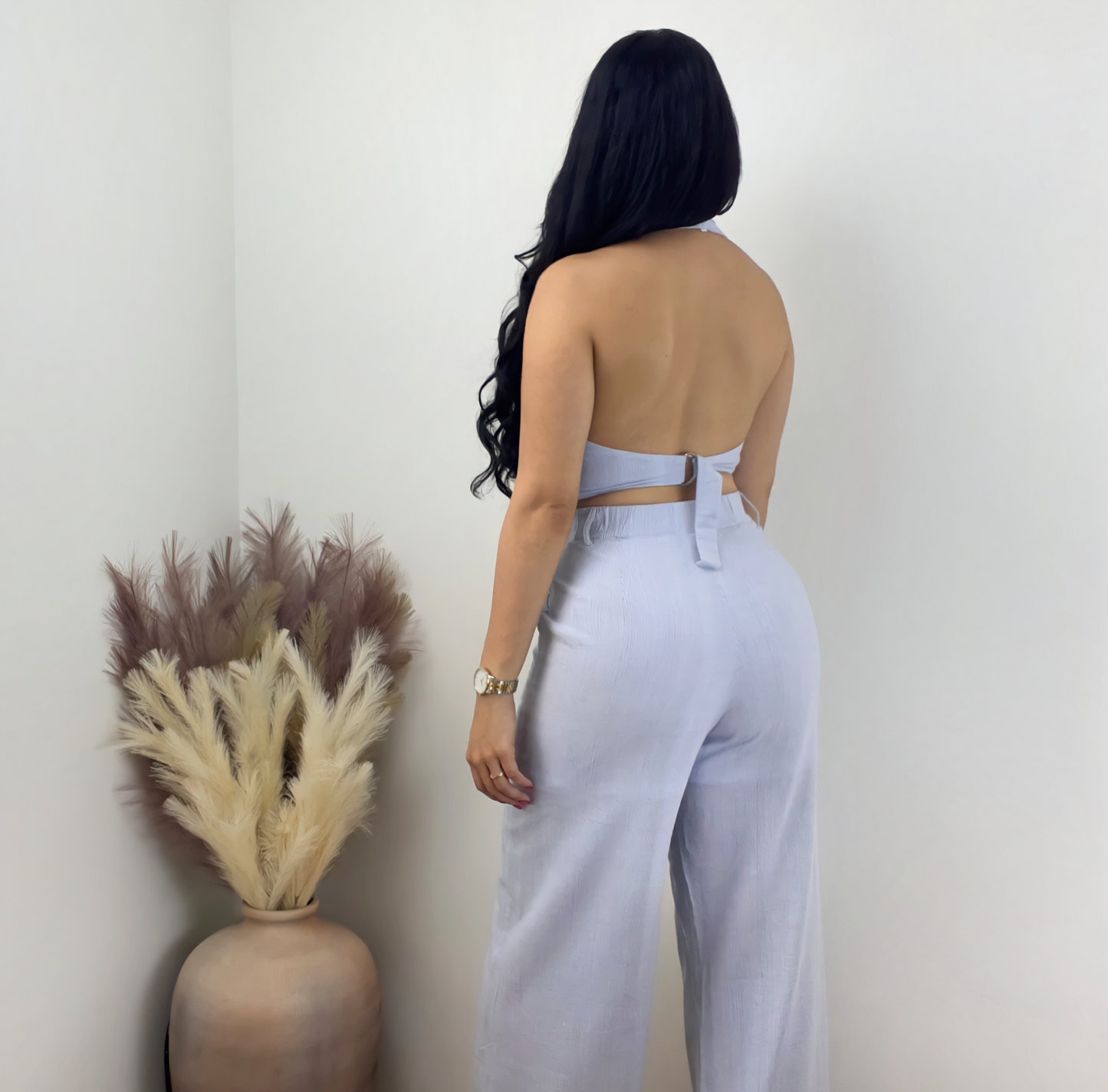 Striped Halter Top and Pants Set