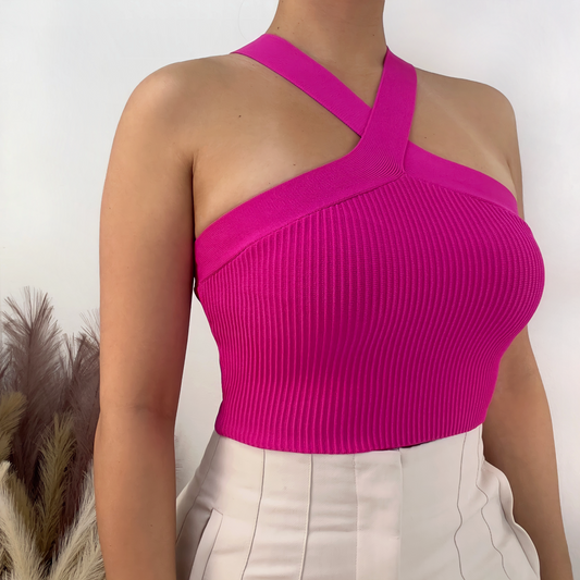 Cross Neck Knit Top