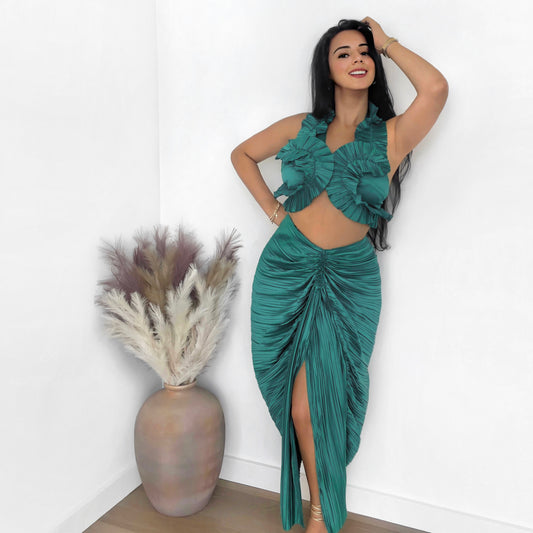 Pleated Matching Set
