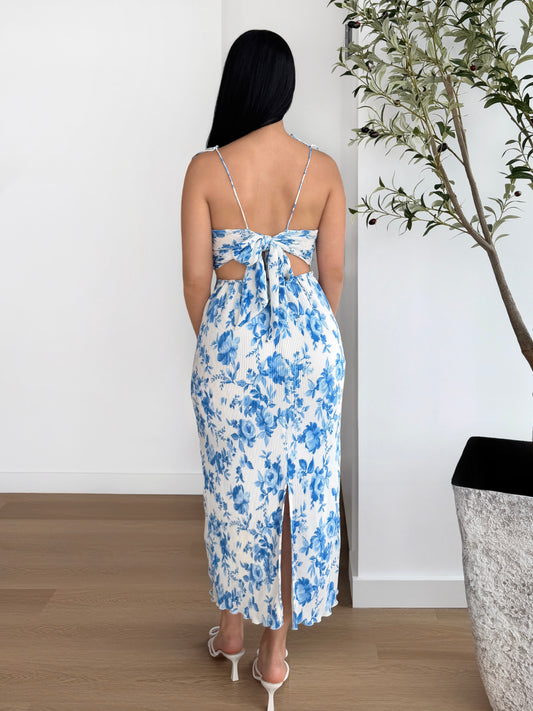 Floral Side Cut-Out Dress