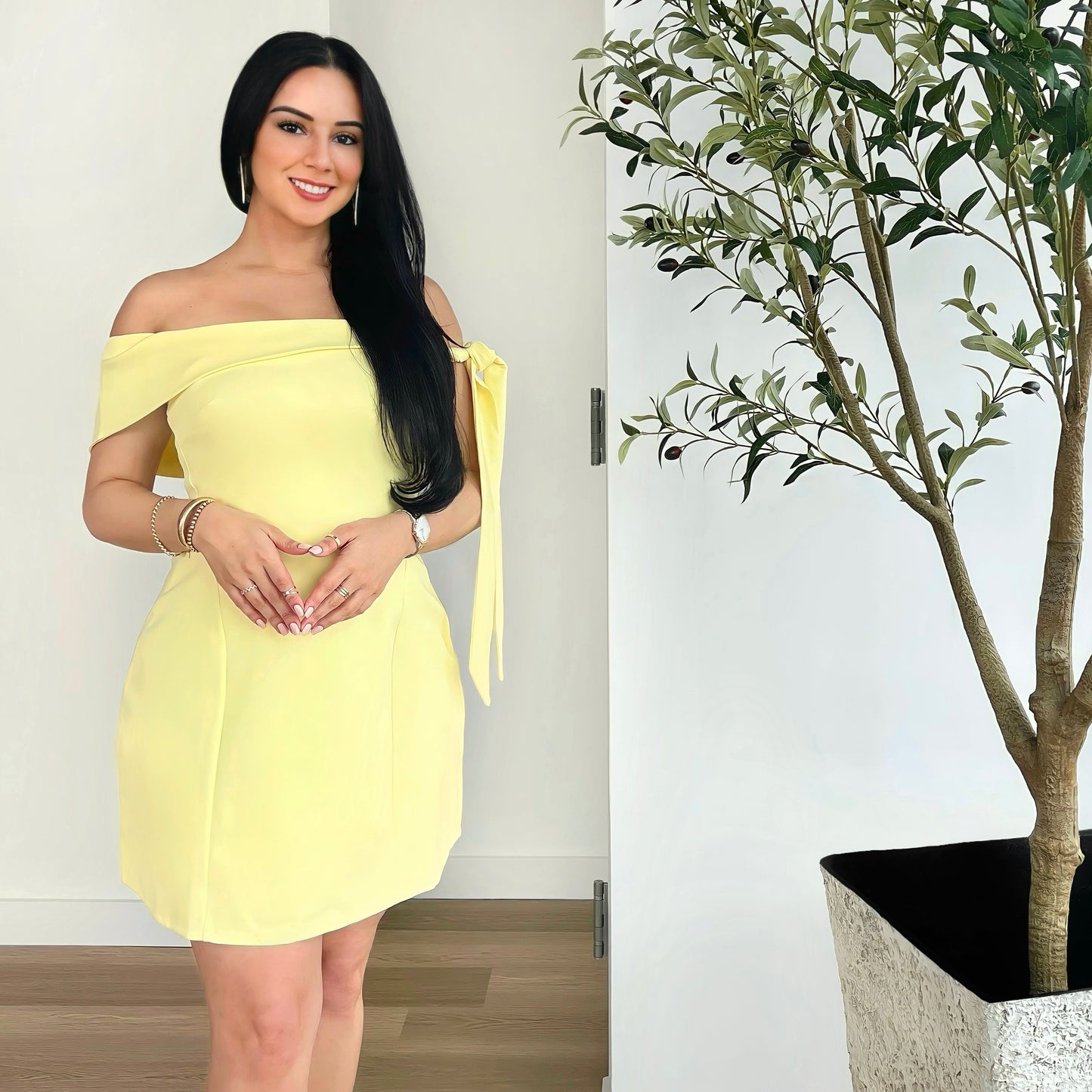 Soft Sunshine Off-Shoulder Dress