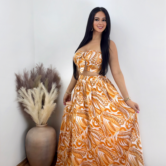 Tube Crop Top And Maxi Skirt Set