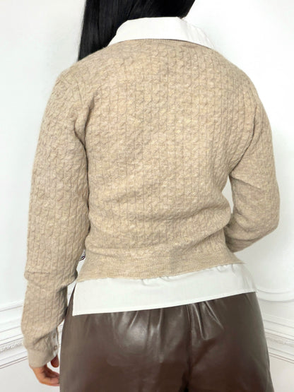 Layered Look Sweater Cardigan