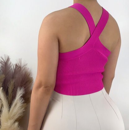 Cross Neck Knit Top