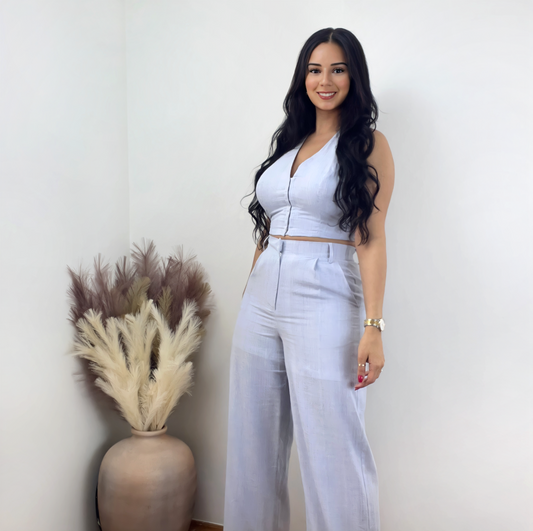 Striped Halter Top and Pants Set