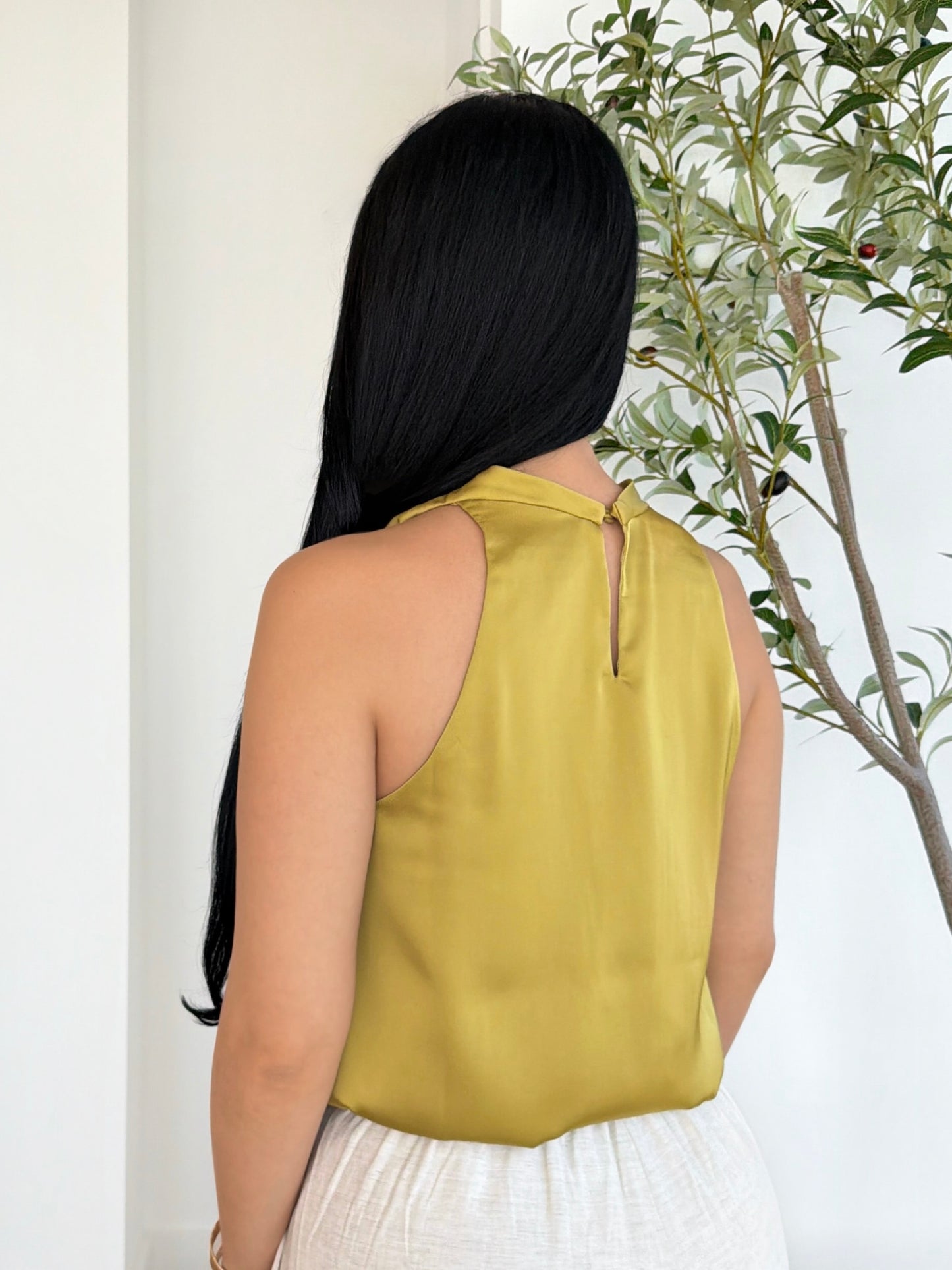 Golden Olive Satin Top