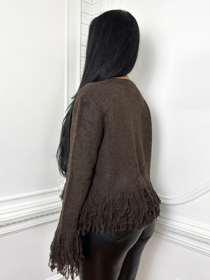 Boho Fringe Brown Cardigan