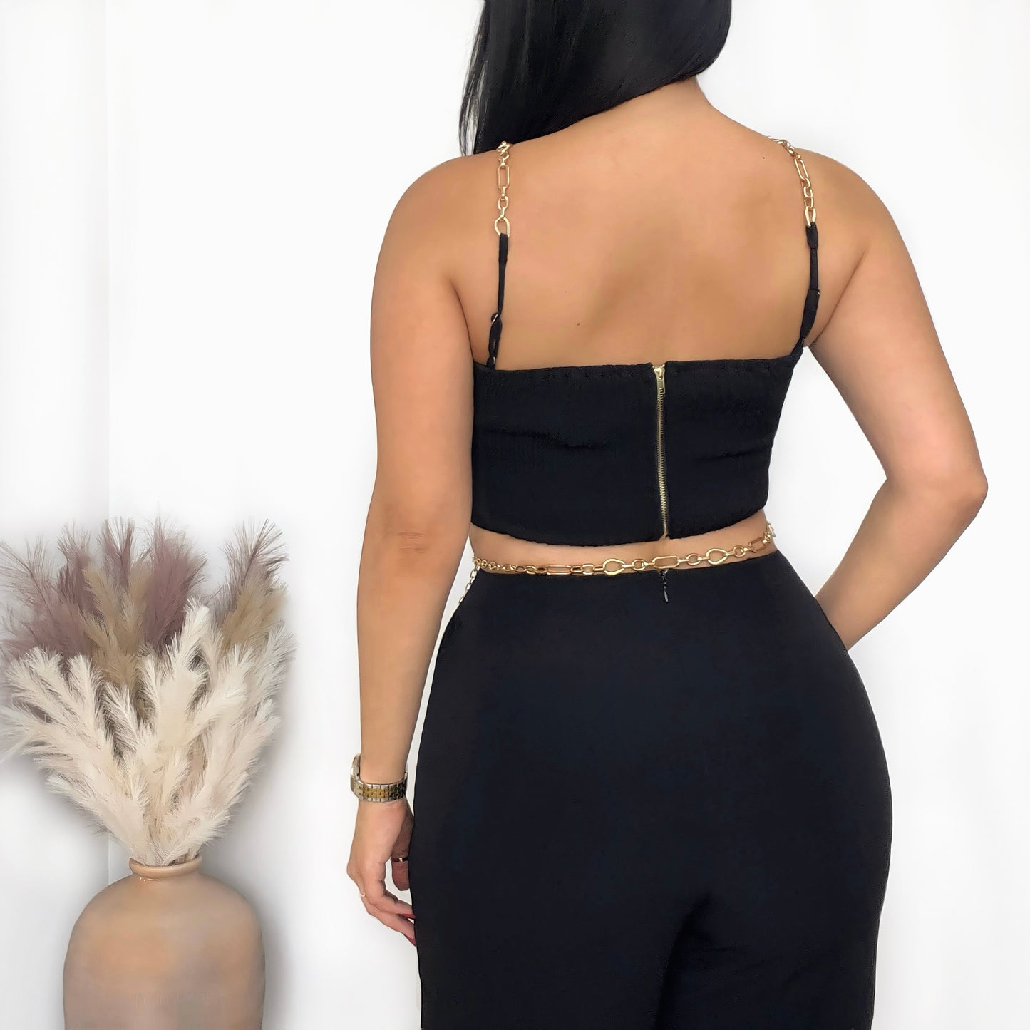 Gold Chain Black Matching Set