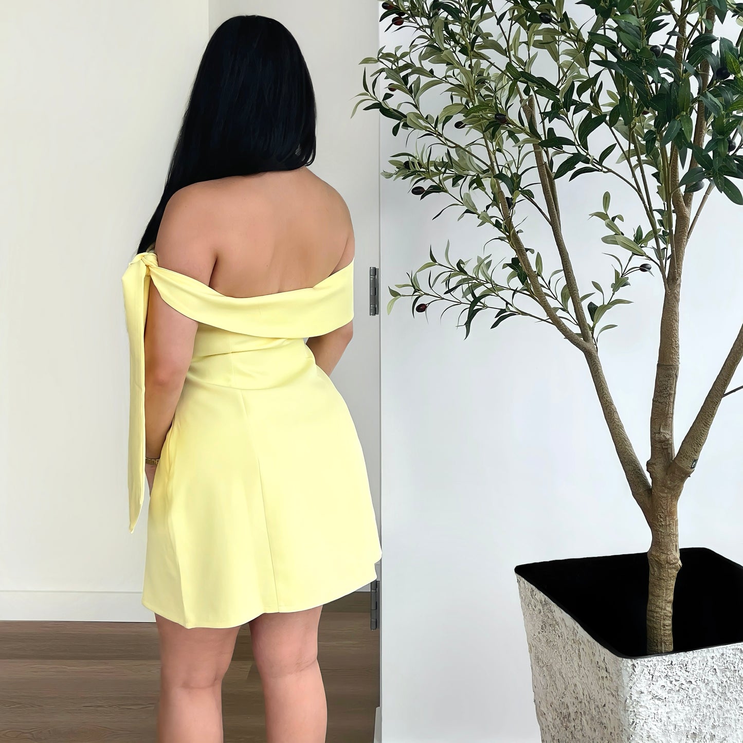 Soft Sunshine Off-Shoulder Dress