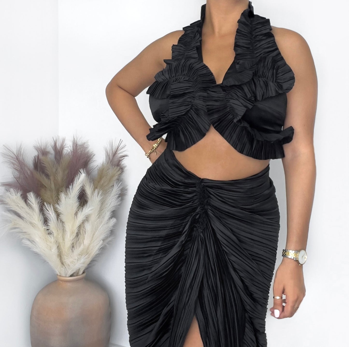 Pleated Matching Set