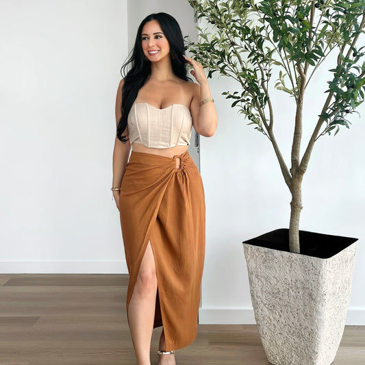 Slit Treasure Midi Skirt