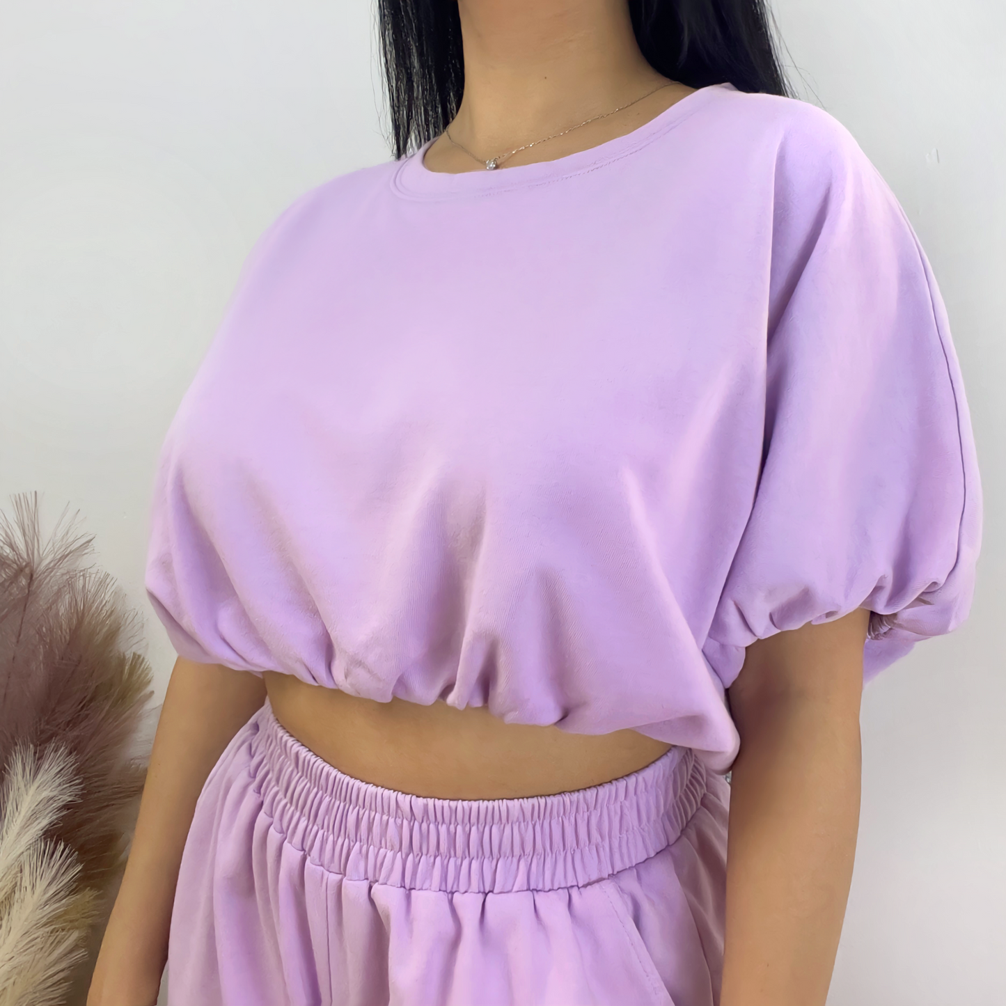 Crop Top and Sweat Shorts Set