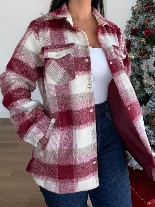 Wine Plaid Shacket