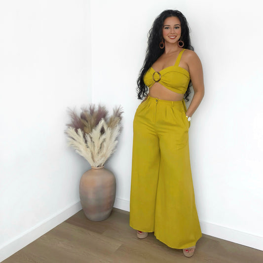 Cropped Top and Wide Pants Set
