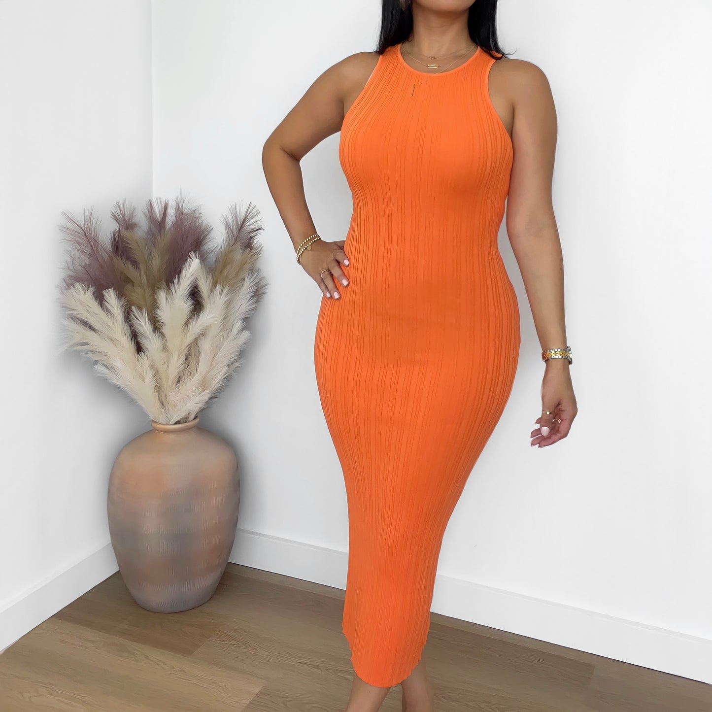 Midi Bodycon Dress with Slit