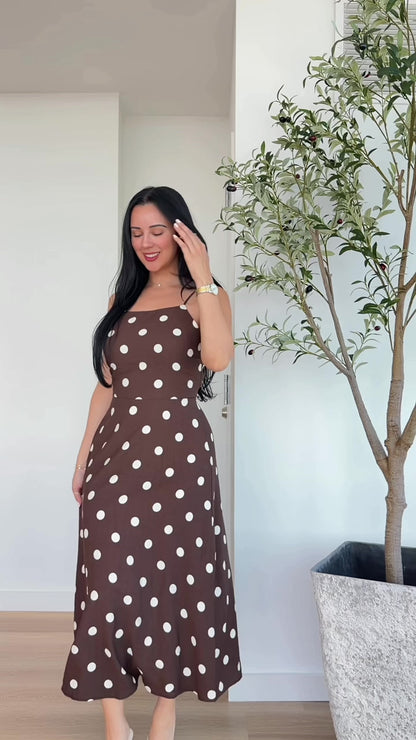 Boutique polka dot dress styled for everyday styles
