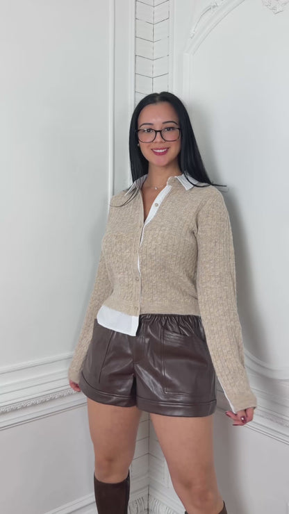 Layered Look Sweater Cardigan