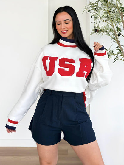 USA varsity graphic sweatshirt